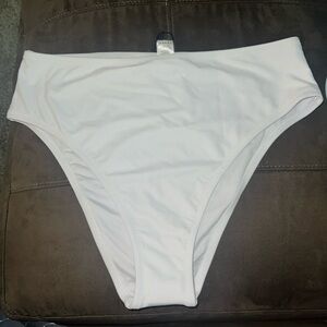 White high-rise, high leg bikini bottoms